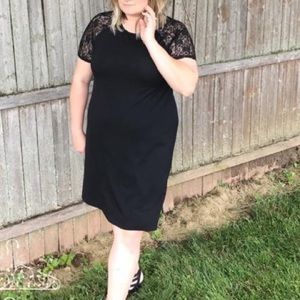 Lace sleeve black dress
